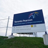 A Toronto Pearson International Airport sign.