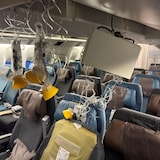The interior of Singapore Airlines flight SQ321 is pictured after an emergency landing at Bangkok's Suvarnabhumi International Airport on Tuesday. (Reuters)