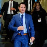 Prime Minister Justin Trudeau arrives at a caucus meeting on Parliament Hill in Ottawa on Wednesday, Sept. 27, 2023. (Sean Kilpatrick/Canadian Press)