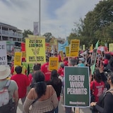 Migrant workers, international students, refugees and supporters gathered in Toronto’s Christie Pits Park for a rally and march to call for immigration changes on Sunday. Organizers say they are demanding renewed permits, permanent resident status for all and an end to deportation and exploitation. The Toronto march is one of 11 actions held across Canada over the weekend. CBC’s Karina Zapata has more.