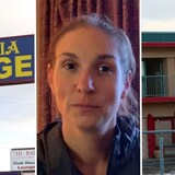 In the Calgary area, campgrounds and motels are reporting an increase in the number of people staying long-term. Calgary resident Ashley Halas, middle, is staying long-term with her partner at a motel, having been unable to find an affordable rental that will accommodate her pets. 