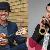 Sur la photo, deux musiciens tiennent leurs instruments, un charango et un basson. Bien que de styles musicaux différents, Carlos Cardozo et Altair Braz Venancio partagent la même passion. 