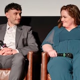Richard Gadd, left, and Jessica Gunning appear onstage at Netflix's Baby Reindeer official screening in Los Angeles on May 7. The series, based on Gadd's real-life experience of being stalked, inspired online sleuths to track down 'Martha,' the woman Gunning portrayed. (Emma McIntyre/Getty Images for Netflix)