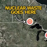 Isang graphic rendition ng mapa kung saan itinuturo ang lokasyon kung saan ibabaon ang nuclear waste. 
