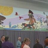 Isang mural ng paglikha ng Wolastoq.