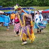 Des danseurs en costume traditionnel.