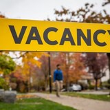 A sign advertises apartments for rent in Vancouver. Much as it did across the country, the vacancy rate declined in Vancouver, while average rents went up sharply last year. (Ben Nelms/CBC)