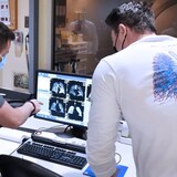 Researchers at Western University analyze MRI images of study participants' lungs. (Paulina Wyszkiewicz/Western University)