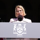 Sylvia Jones, deputy premier and minister of health, at the swearing-in ceremony at Queen’s Park in Toronto on June 24. When asked if the government is considering privatization, Jones says 'all options are on the table.'