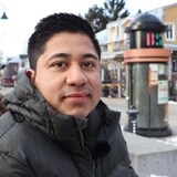 Geno García Radilla moved to Baie-Saint-Paul, Que., in 2021 with the dream of getting a good job. Now, he is unemployed and relying on a food bank as he waits to get an open work permit. (Rachel Watts/CBC)