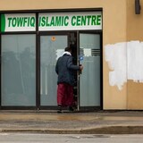 Toronto police say they received a call for a reported hate crime on Thursday at approximately 5:30 a.m., at an Islamic Centre after two suspects spray painted graffiti that contained 'hateful messages.' (Michael Wilson/CBC)