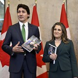 Prime Minister Justin Trudeau accompanied Finance Minister Chrystia Freeland ahead of her budget presentation in the House of Commons.