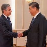 U.S. Secretary of State Antony Blinken meets with Chinese President Xi Jinping at the Great Hall of the People on Friday in Beijing. 