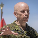 Chief of the Defence Staff Gen. Wayne Eyre speaks during a military announcement at Canadian Forces Base Trenton in Trenton, Ont., on June 20.