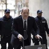 Harvey Weinstein enters a Manhattan courthouse in February 2020 in New York City. Weinstein's 2020 rape conviction in New York was overturned on Thursday. 
