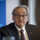 Michael Sabia lors d'une conférence de presse au siège social d'Hydro-Québec à Montréal, en décembre 2024.