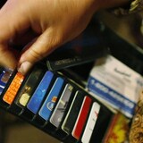 Credit cards in a wallet.