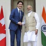 El primer ministro canadiense Justin Trudeau junto con su homólogo indio Narendra Modi. 