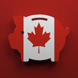 带有加拿大国旗图案的钱箱插图。