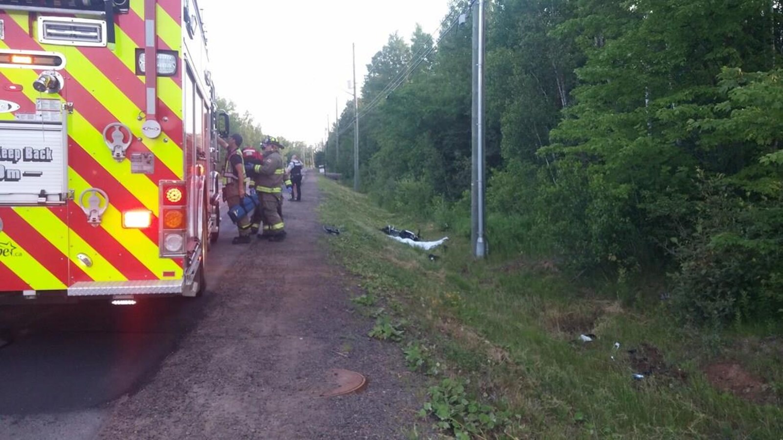 Une scène d'accident, chemin Bourque, à Dieppe.