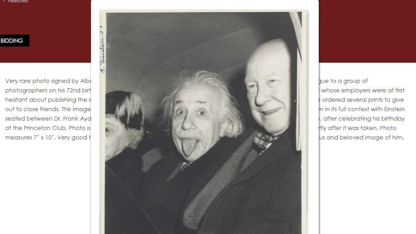 Une photo d’Albert Einstein tirant la langue vendue 125 000 aux enchères ICI RadioCanada.ca