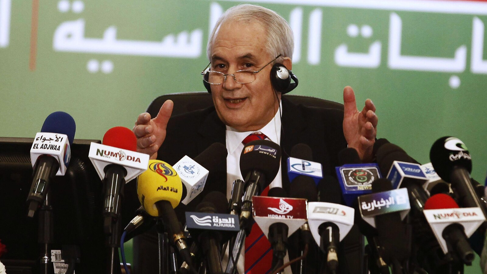Tayeb Belaiz en conférence de presse, sur une photo d'archives remontant à 2014.