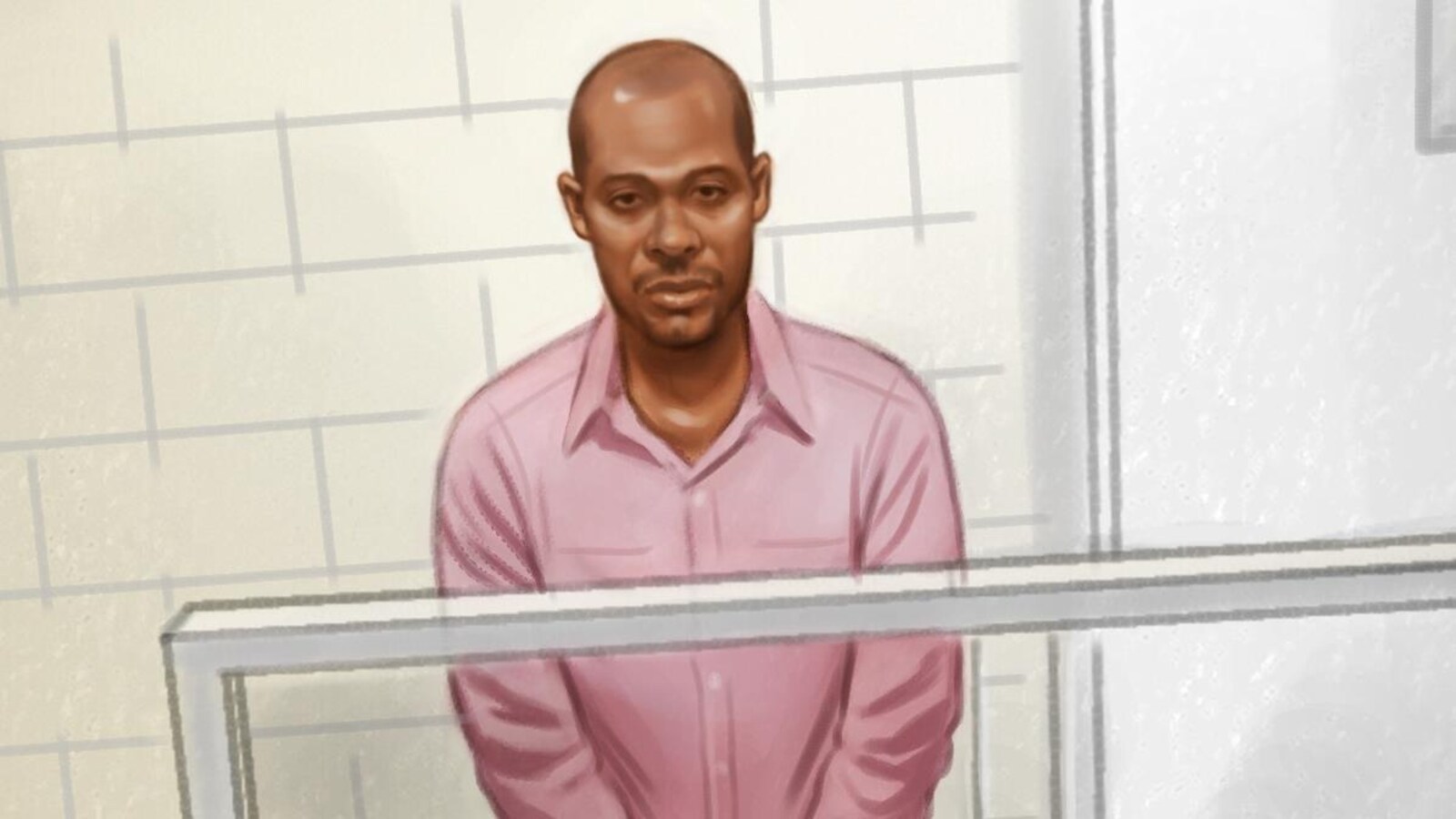 Dessin illustrant l'accusé Ali Omar Ader.