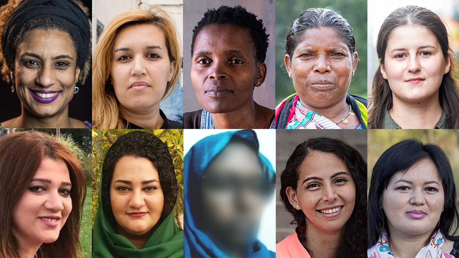 Portraits des 10 femmes disposés en mosaïque