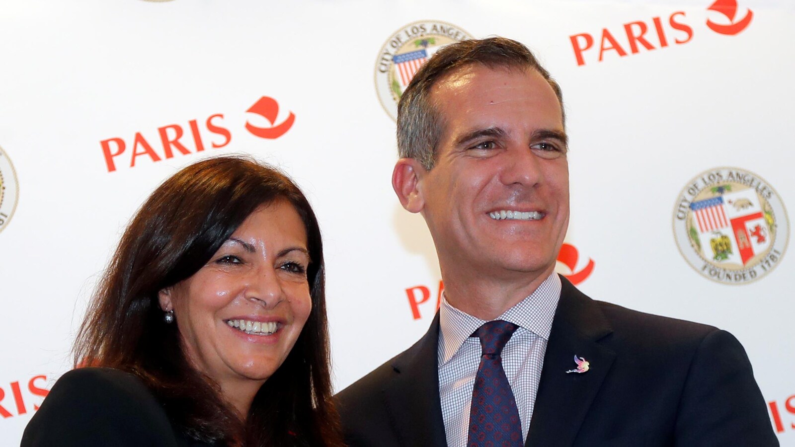 La mairesse de Paris, Anne Hidalgo, et le maire de Los Angeles, Eric Garcetti