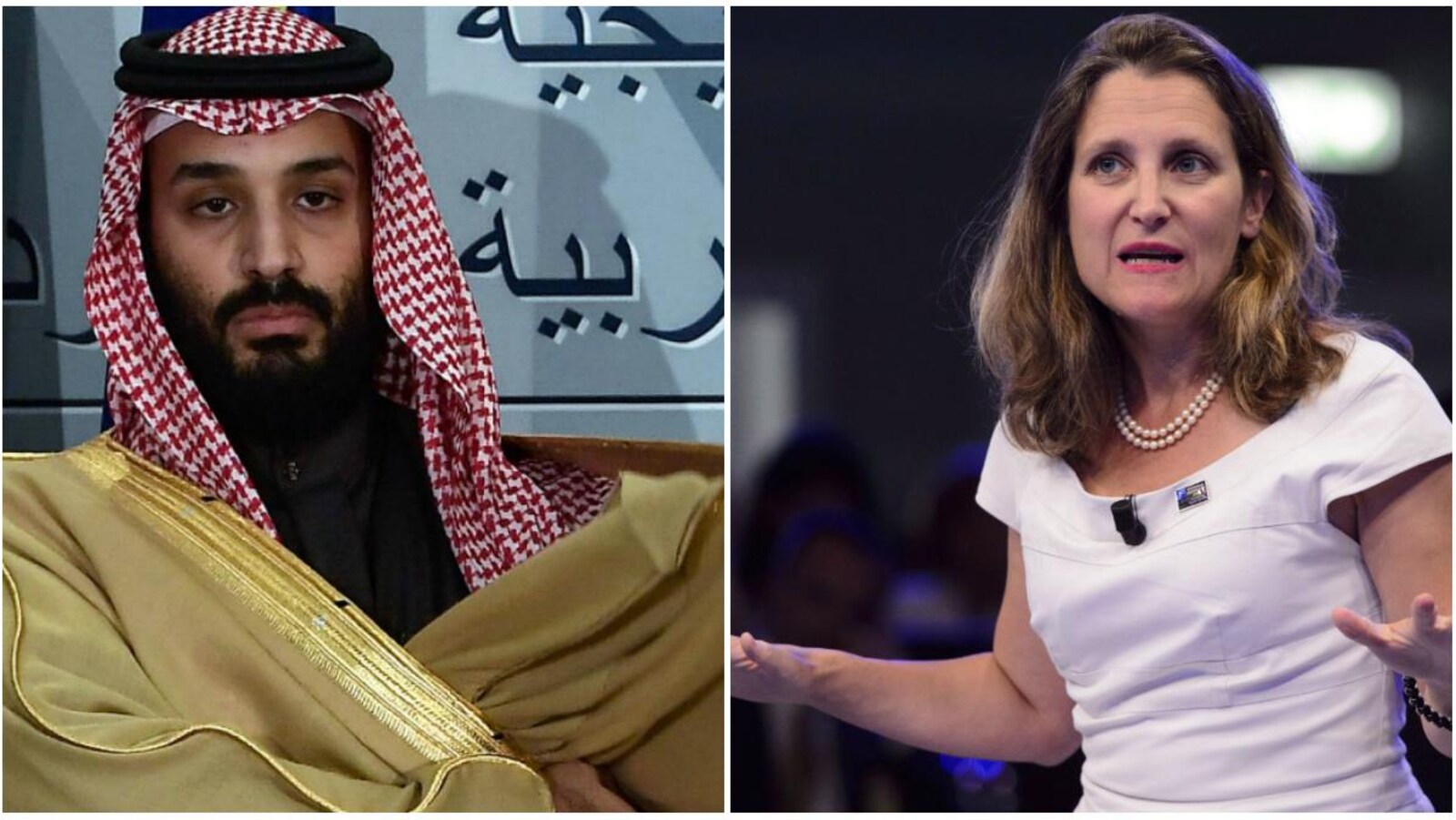 Le prince héritier saoudien Mohammed ben Salmane Al-Saoud et la ministre des Affaires étrangères du Canada, Chrystia Freeland
