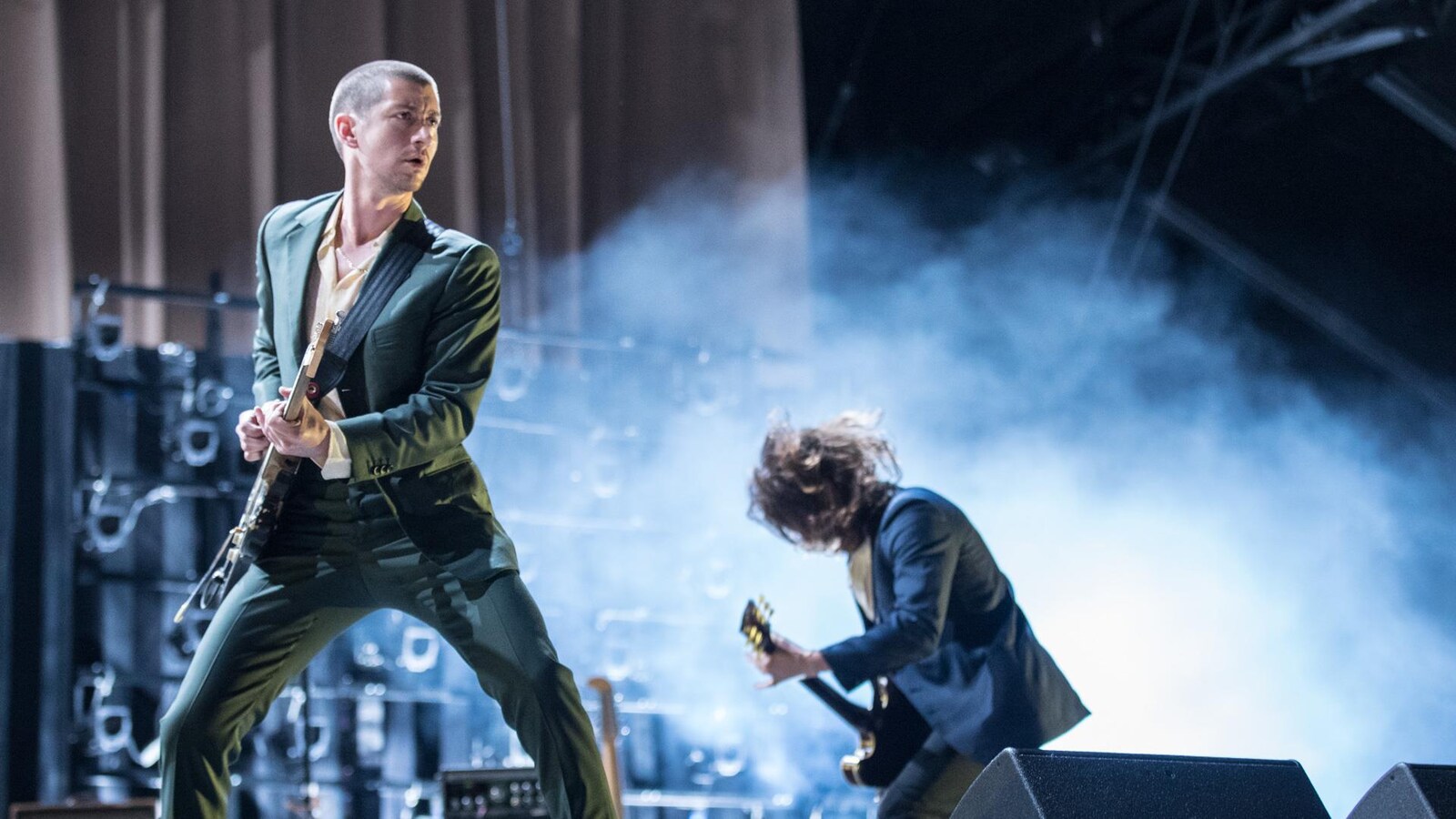 Alex Turner des Arctic Monkeys jouait sur la scène principale d'Osheaga, le 4 août 2018.