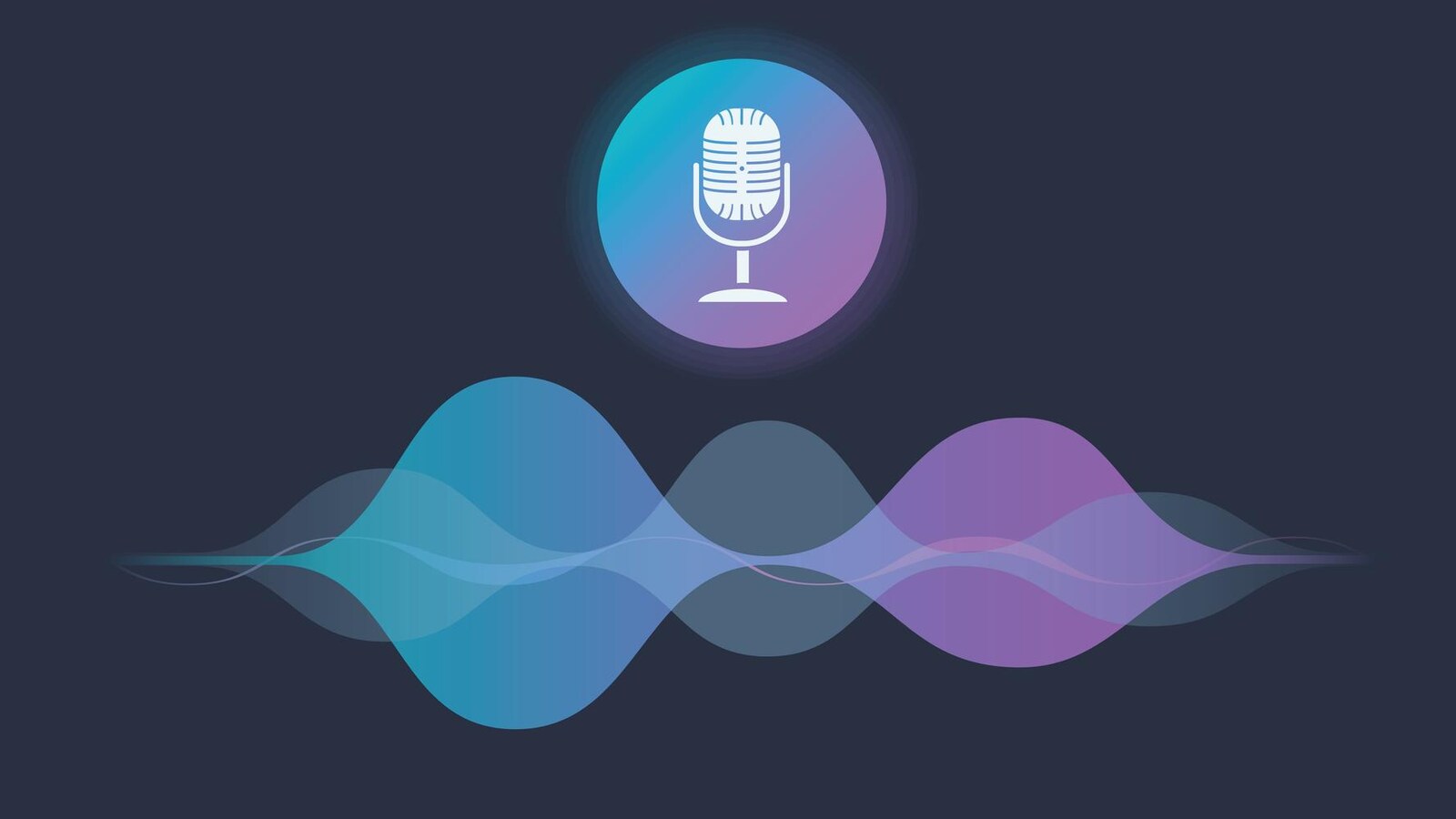 Illustration du concept d'un assistant vocal personnel avec un microphone et des ondes
