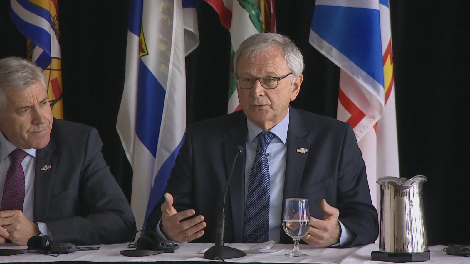 Blaine Higgs, premier ministre du Nouveau-Brunswick, en point de presse.