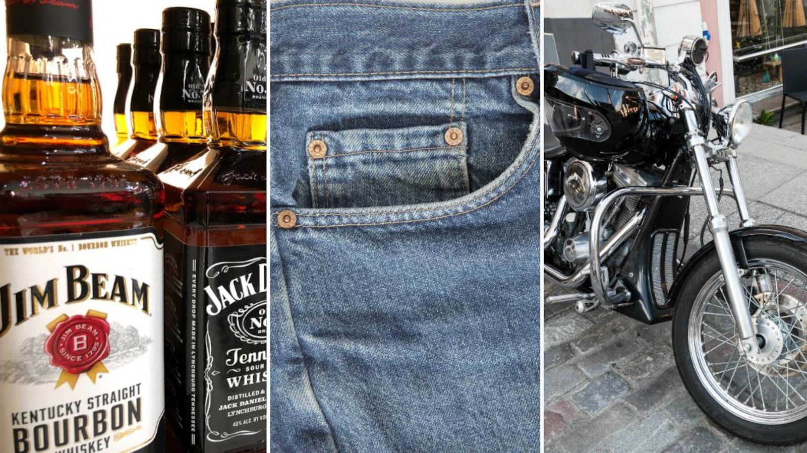 Du bourbon américain, des jeans et une moto de la marque Harley-Davidson