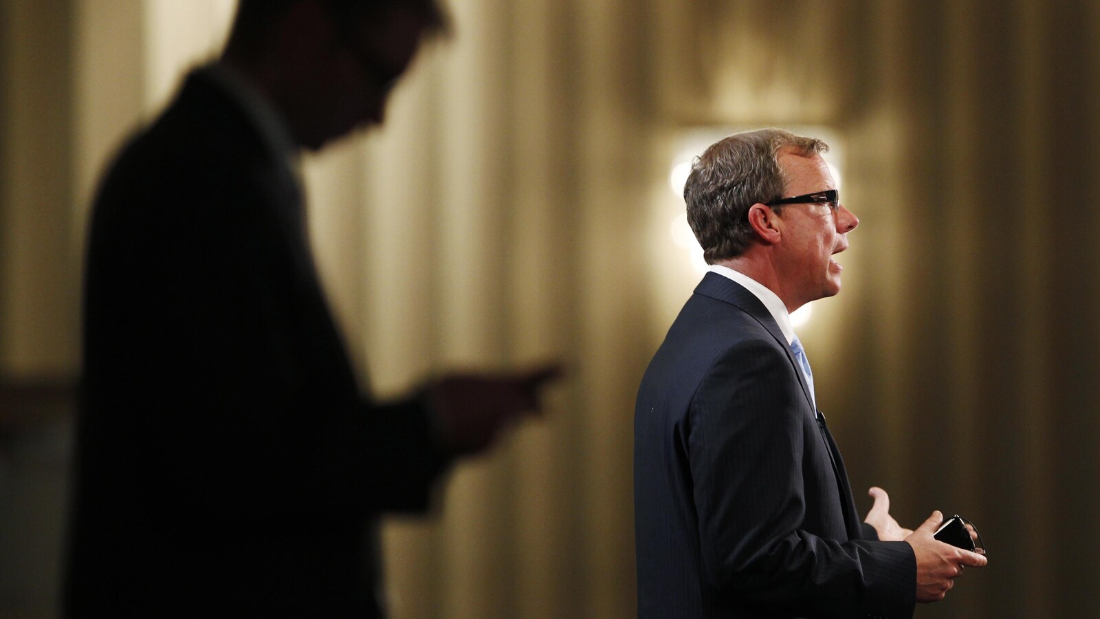 Le premier ministre Brad Wall prononce un discours à Toronto.