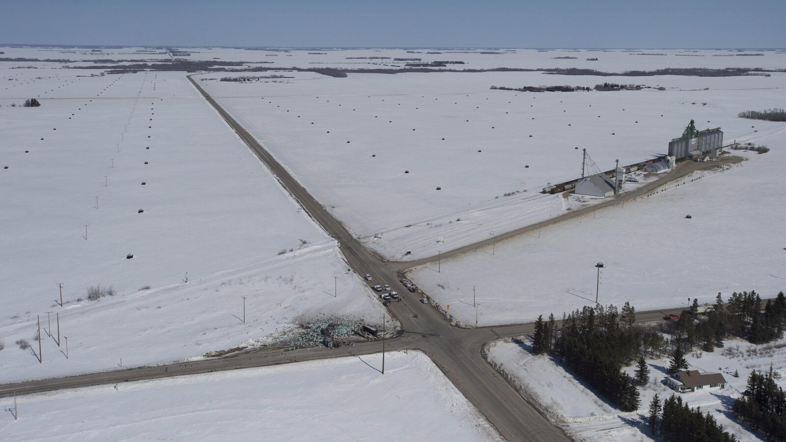 Intersection des routes oÃ¹ s'est produit l'accident des Broncos