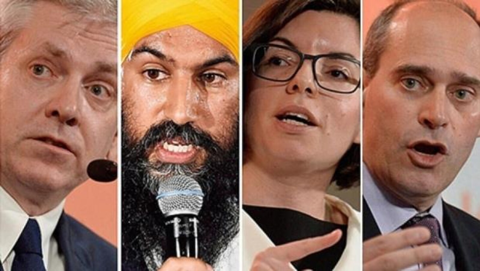 Charlie Angus, Jagmeet Singh, Niki Ashton et Guy Caron de gauhe à droite