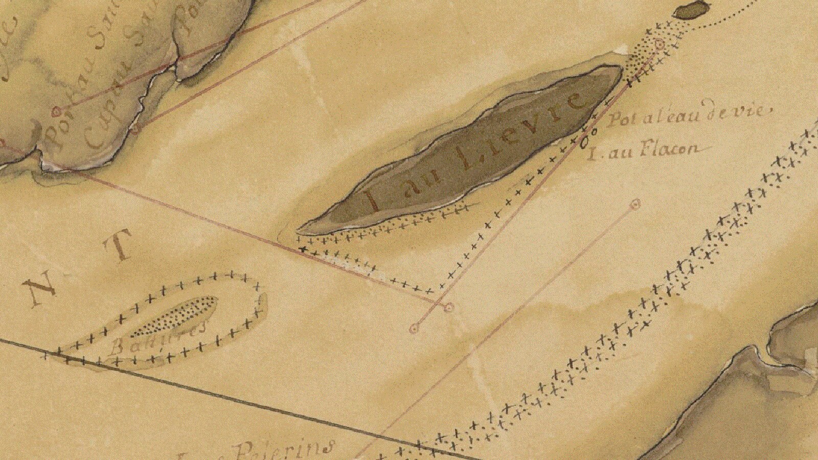 Un détail de la carte montrant l'île au Lièvre.