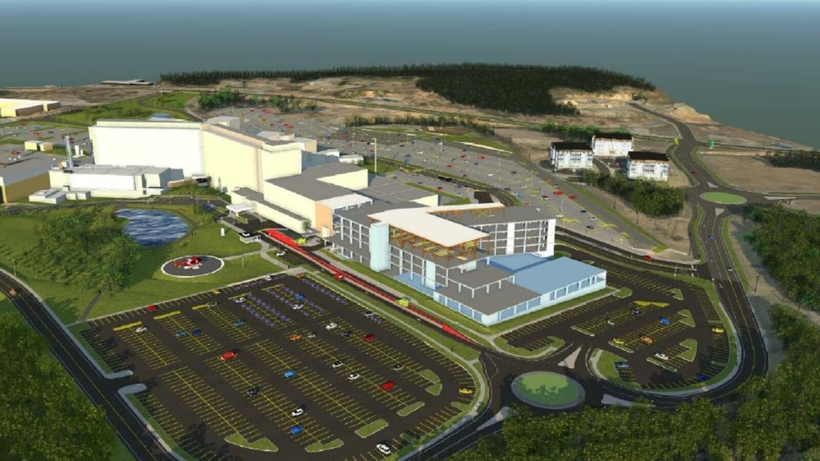 Projection aérienne du centre mère-enfant une fois les travaux complétés.