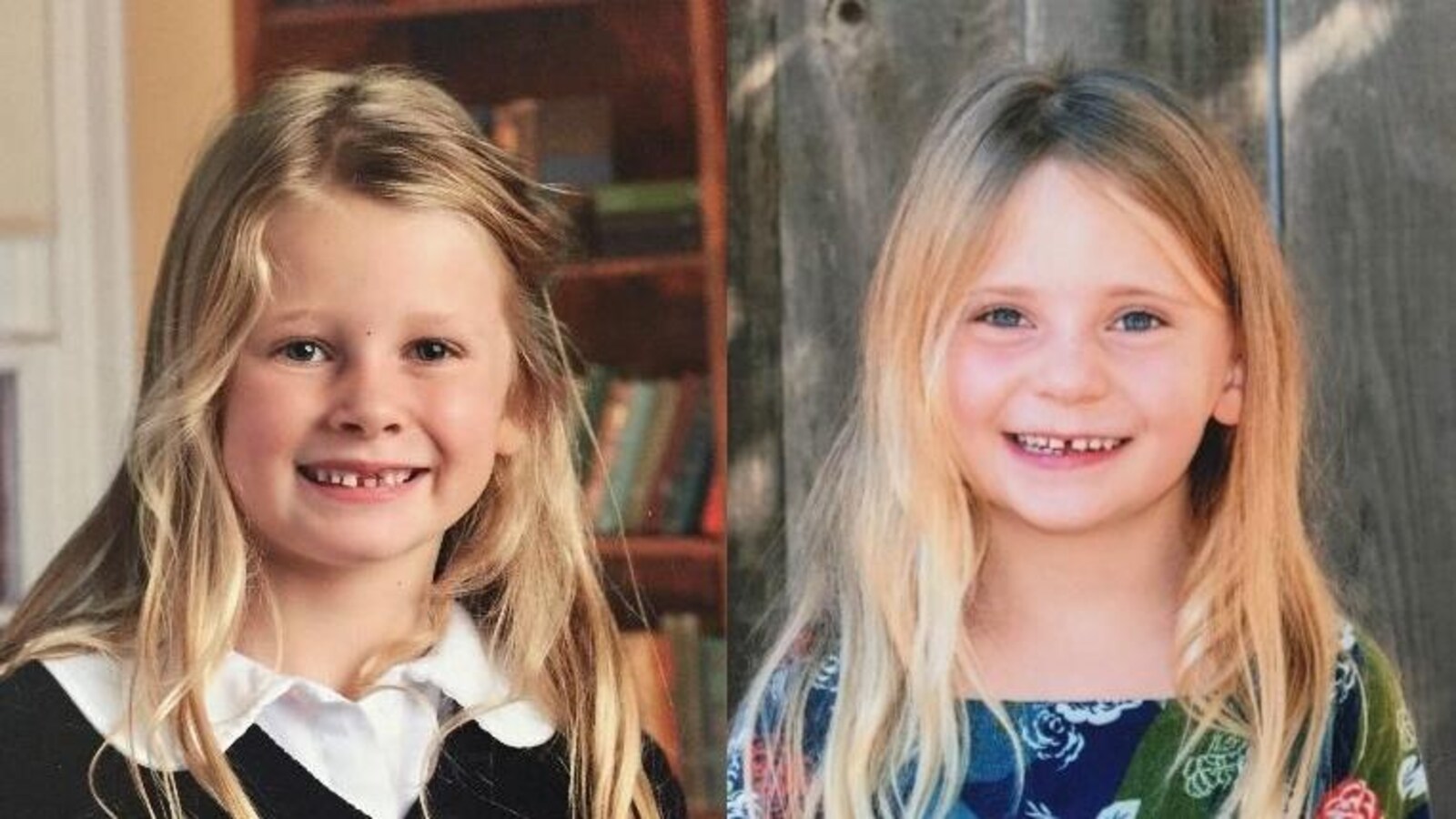 Portrait de deux jeunes filles blondes et souriantes