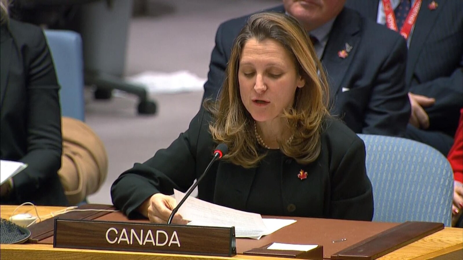 Chrystia Freeland parle devant les Nations unies.