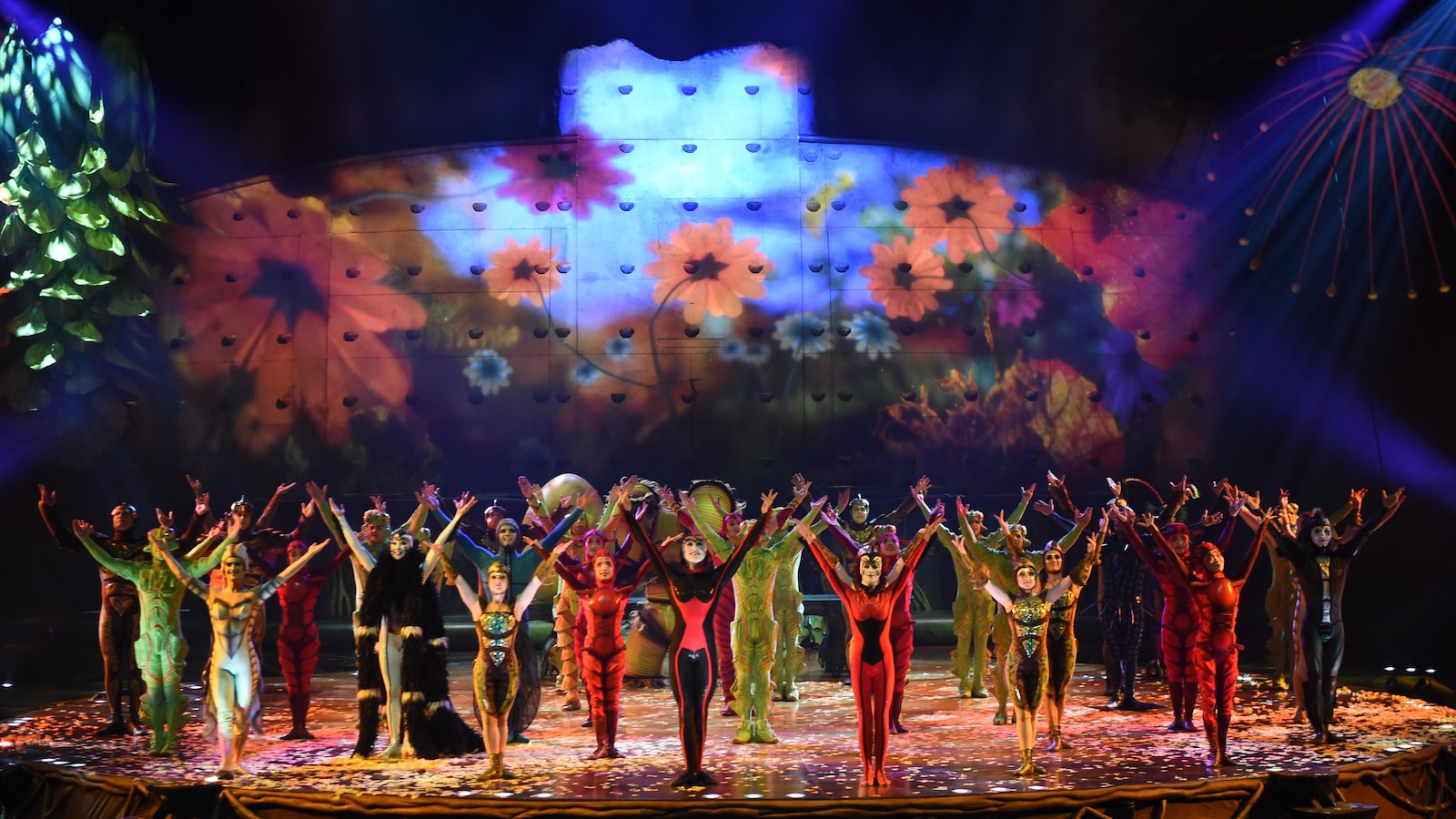 Les artistes de cirque saluent le public.