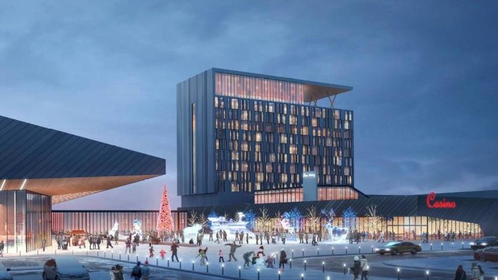 Un dessin montrant l'extérieur d'un casino.