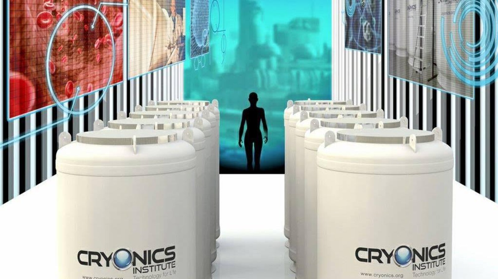Des bassins de congélation du Cryonics Institute, aux États-Unis