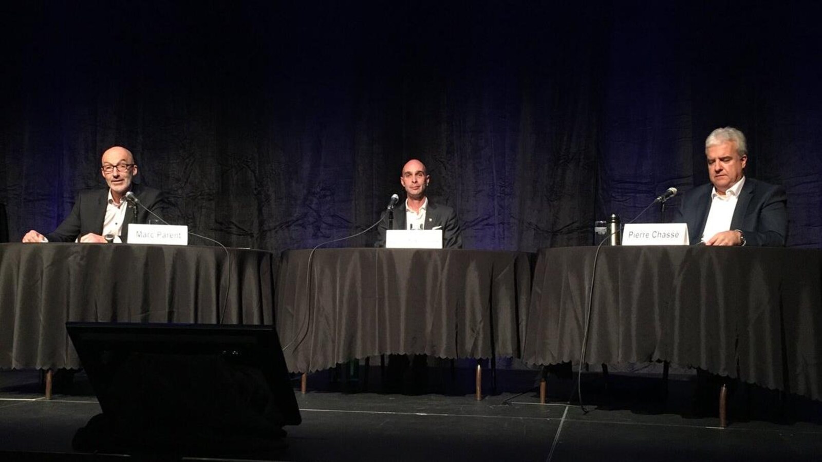 Trois candidats sur quatre ont participé au débat de la Chambre de commerce, soit Marc Parent, Djanick Michaud et Pierre Chassé.