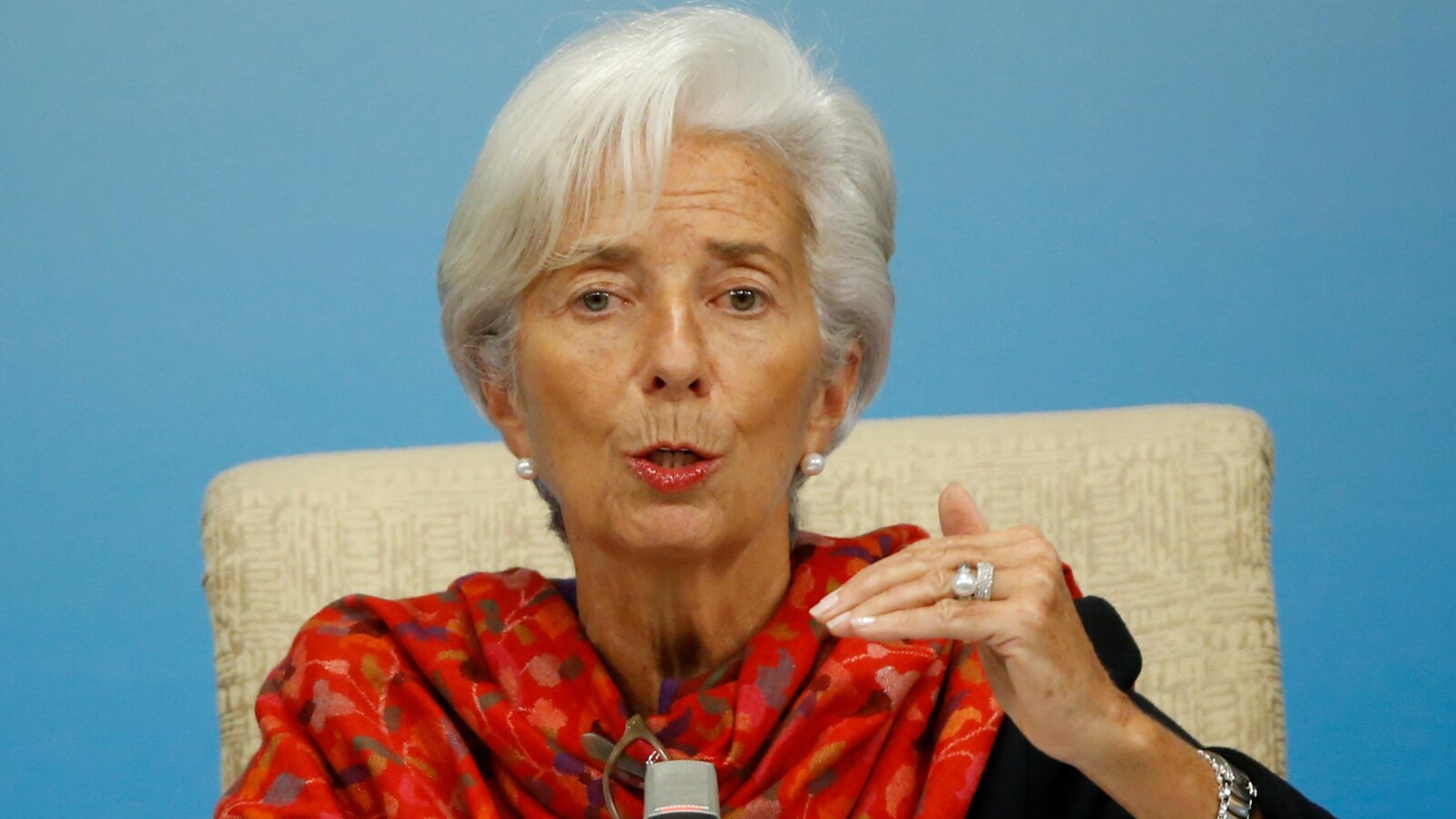 La directrice générale du Fonds monétaire international (FMI), Christine Lagarde, lors d’une conférence de presse à Pékin.