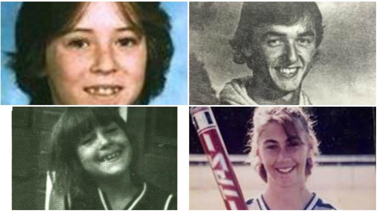 Collage de 4 vieilles photos de jeunes disparus