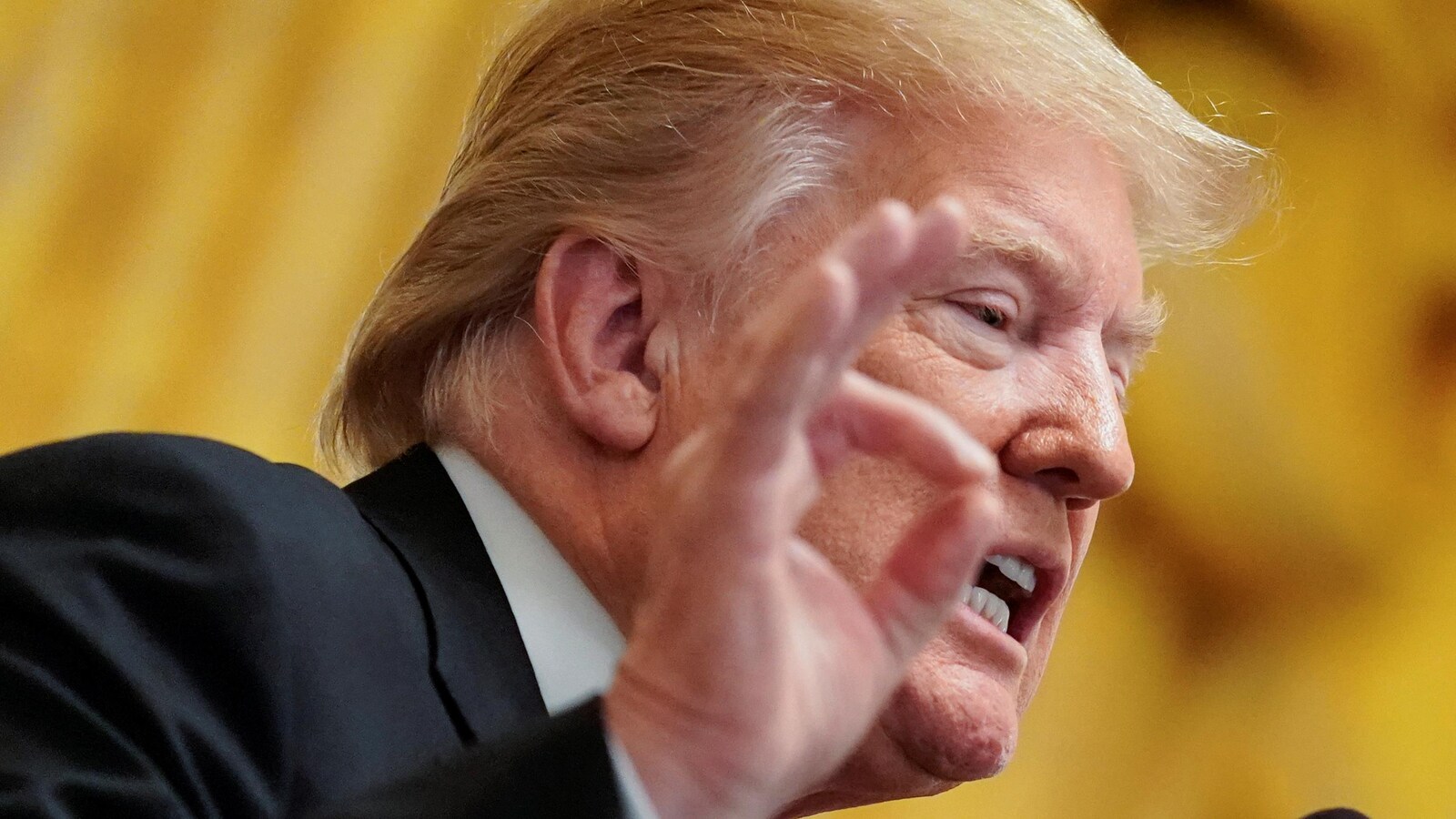 Donald Trump parle dans un micro.