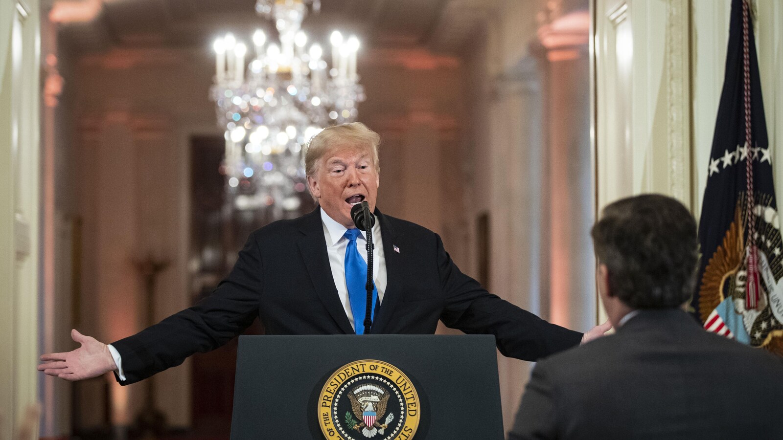 Donald Trump lors d'une conférence de presse à la Maison-Blanche.