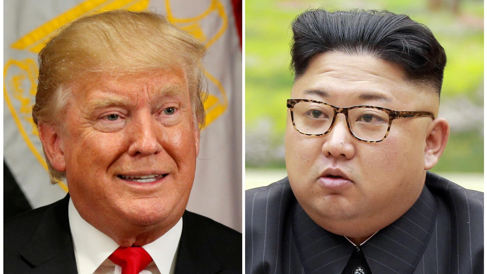 Une combinaison photo de Donald Trump et Kim Jong-un